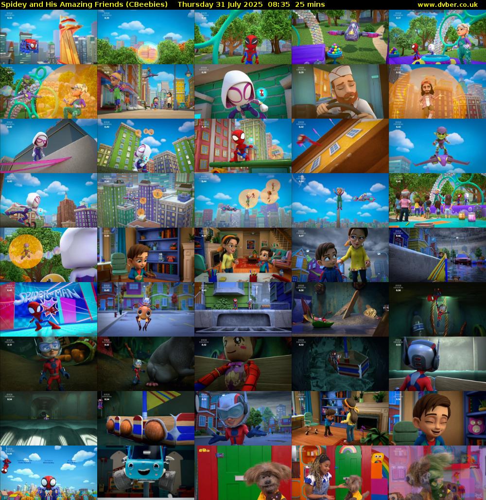 Spidey and His Amazing Friends (CBeebies) Thursday 31 July 2025 08:35 - 09:00