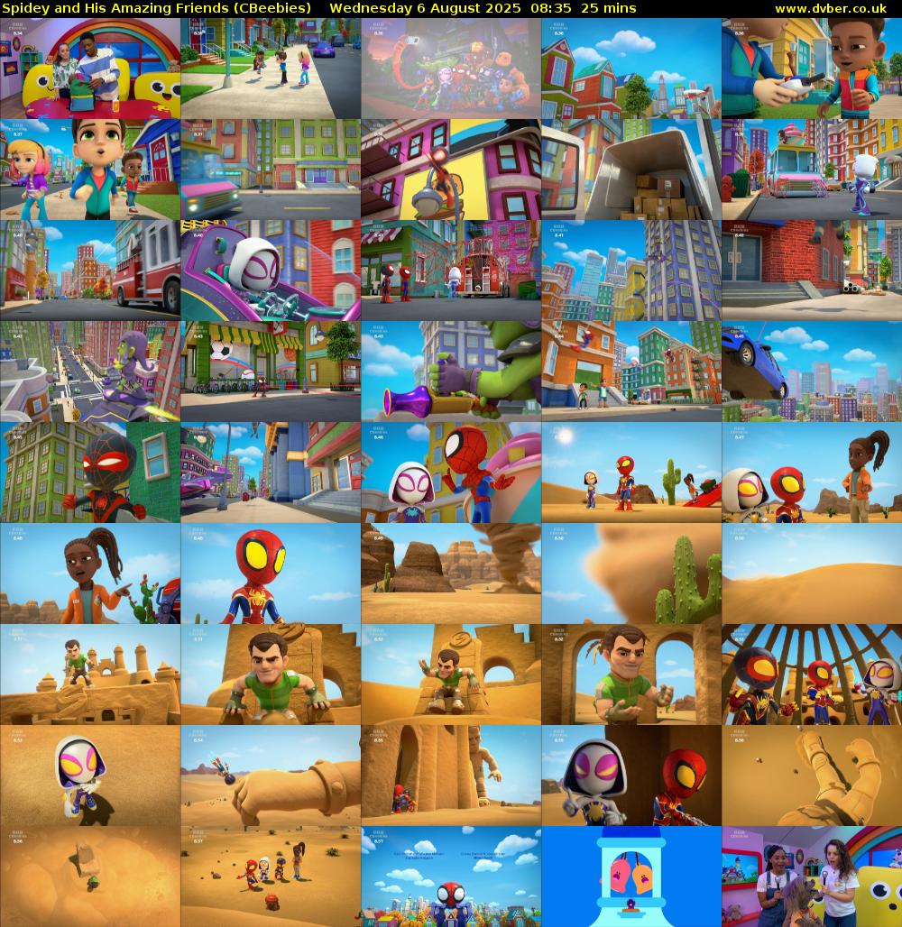 Spidey and His Amazing Friends (CBeebies) Wednesday 6 August 2025 08:35 - 09:00