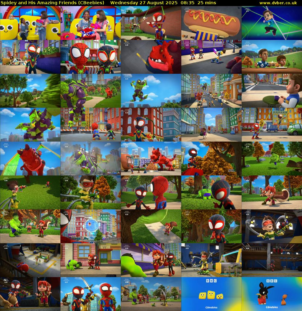 Spidey and His Amazing Friends (CBeebies) Wednesday 27 August 2025 08:35 - 09:00