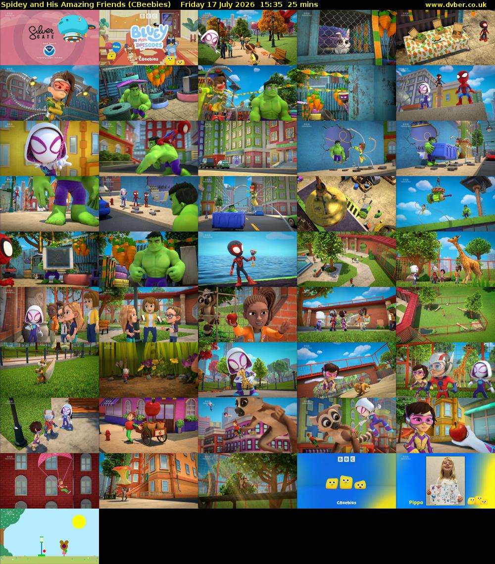Spidey and His Amazing Friends (CBeebies) Friday 17 July 2026 15:35 - 16:00