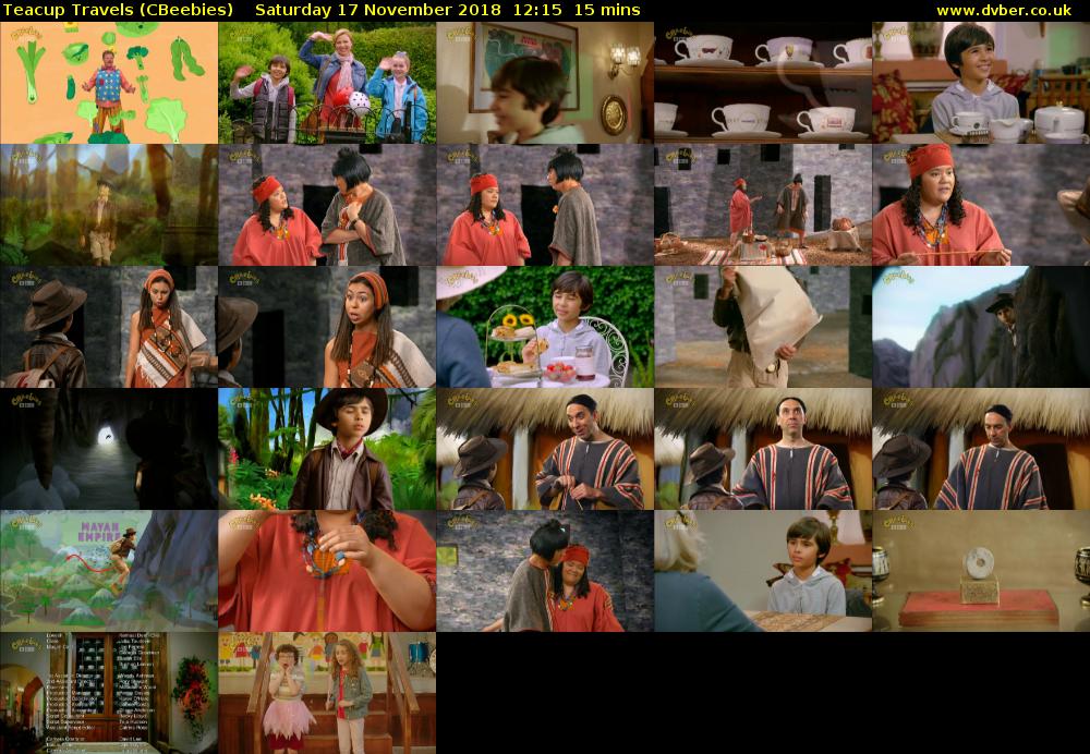 Teacup Travels (CBeebies) Saturday 17 November 2018 12:15 - 12:30