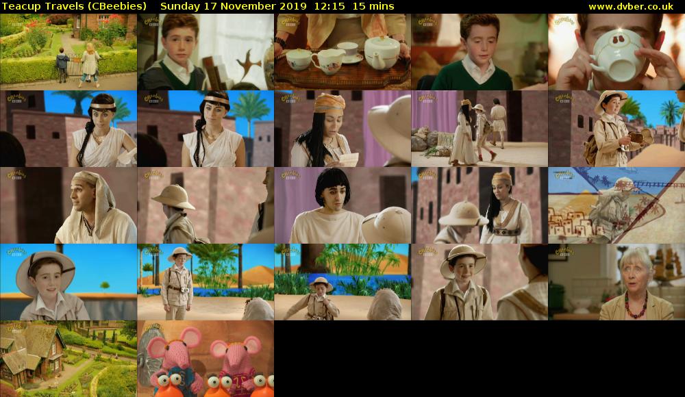 Teacup Travels (CBeebies) Sunday 17 November 2019 12:15 - 12:30
