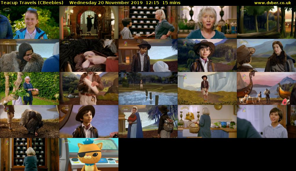 Teacup Travels (CBeebies) Wednesday 20 November 2019 12:15 - 12:30