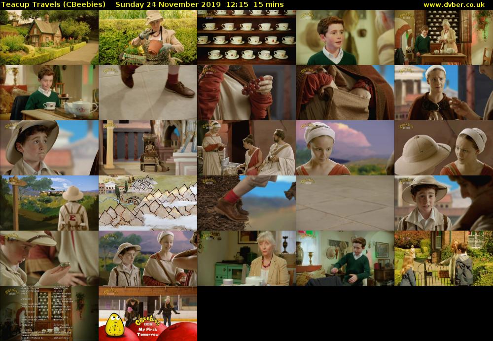 Teacup Travels (CBeebies) Sunday 24 November 2019 12:15 - 12:30