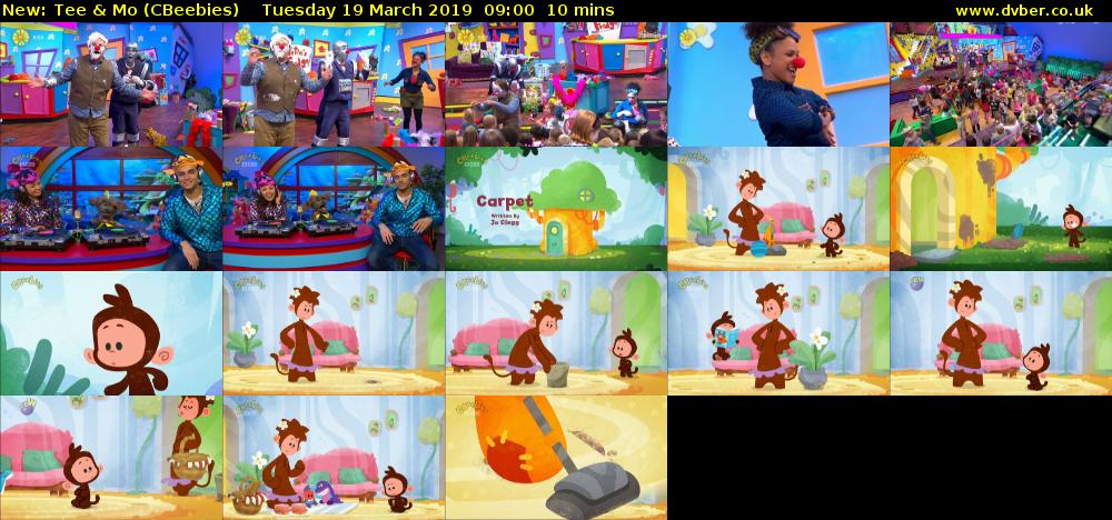 Tee & Mo (CBeebies) Tuesday 19 March 2019 09:00 - 09:10