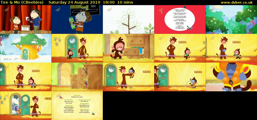 Tee & Mo (CBeebies) Saturday 24 August 2019 18:00 - 18:10