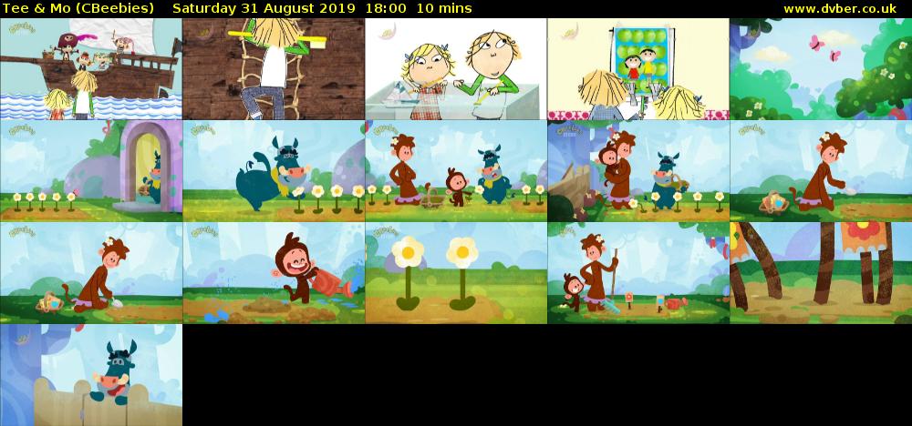 Tee & Mo (CBeebies) Saturday 31 August 2019 18:00 - 18:10