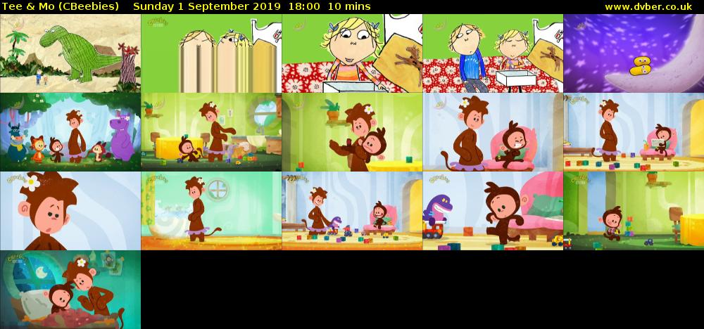 Tee & Mo (CBeebies) Sunday 1 September 2019 18:00 - 18:10