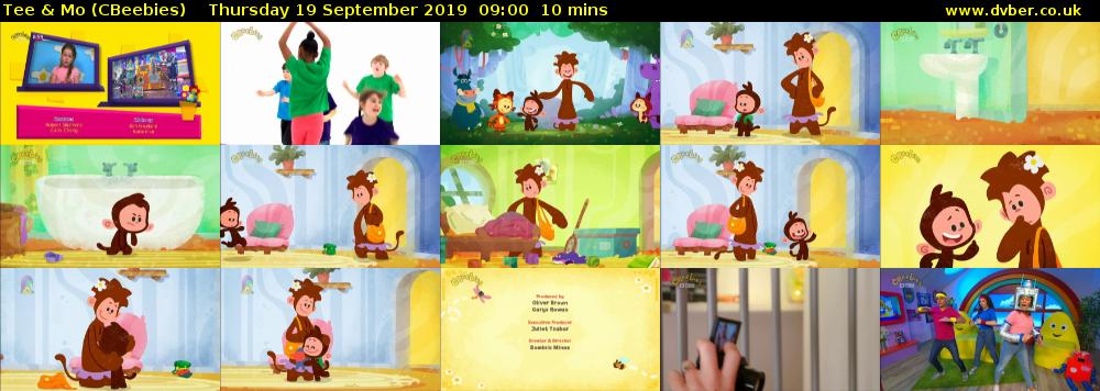 Tee & Mo (CBeebies) Thursday 19 September 2019 09:00 - 09:10