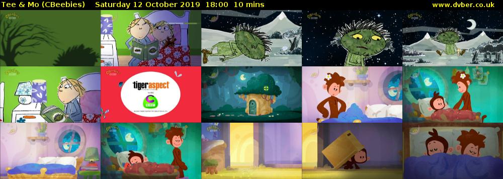 Tee & Mo (CBeebies) Saturday 12 October 2019 18:00 - 18:10