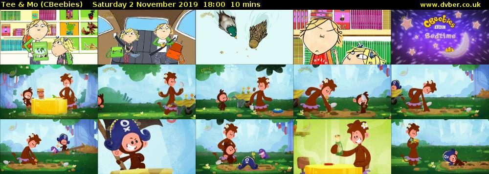 Tee & Mo (CBeebies) Saturday 2 November 2019 18:00 - 18:10