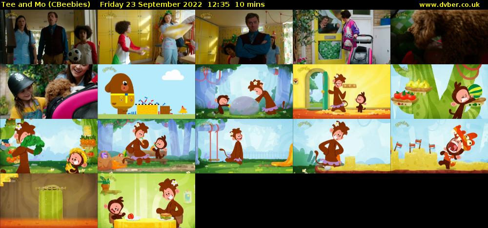 Tee and Mo (CBeebies) Friday 23 September 2022 12:35 - 12:45