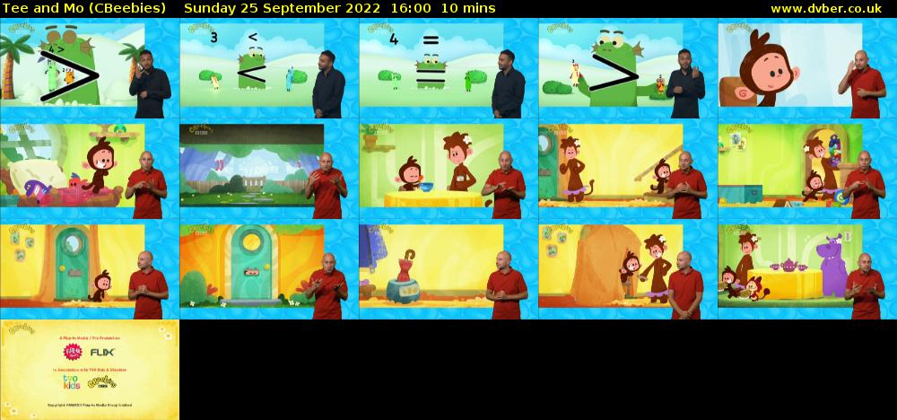 Tee and Mo (CBeebies) Sunday 25 September 2022 16:00 - 16:10