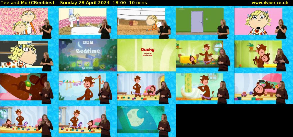 Tee and Mo (CBeebies) Sunday 28 April 2024 18:00 - 18:10