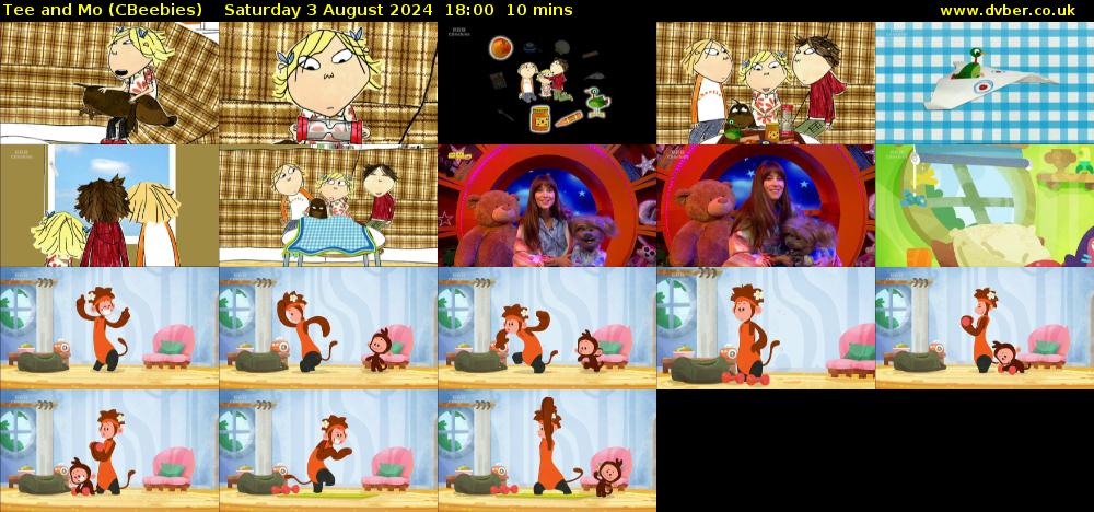Tee and Mo (CBeebies) Saturday 3 August 2024 18:00 - 18:10