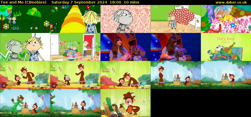 Tee and Mo (CBeebies) Saturday 7 September 2024 18:00 - 18:10