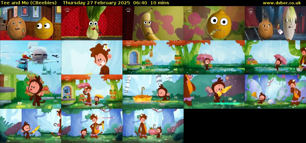 Tee and Mo (CBeebies) Thursday 27 February 2025 06:40 - 06:50