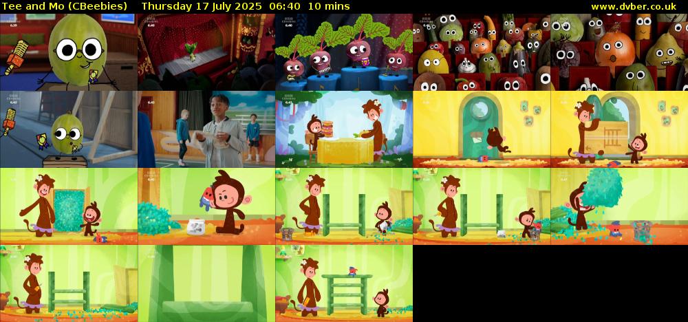Tee and Mo (CBeebies) Thursday 17 July 2025 06:40 - 06:50