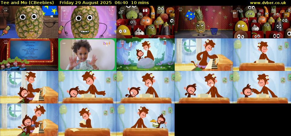 Tee and Mo (CBeebies) Friday 29 August 2025 06:40 - 06:50