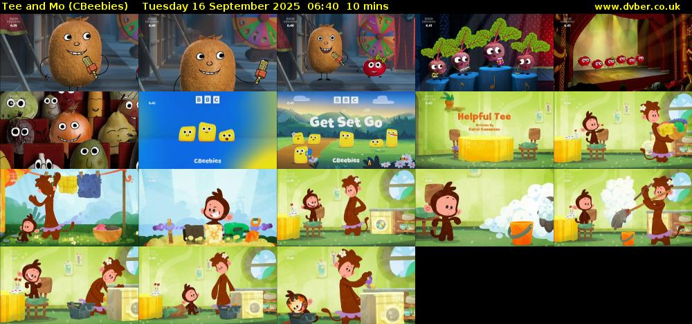 Tee and Mo (CBeebies) Tuesday 16 September 2025 06:40 - 06:50