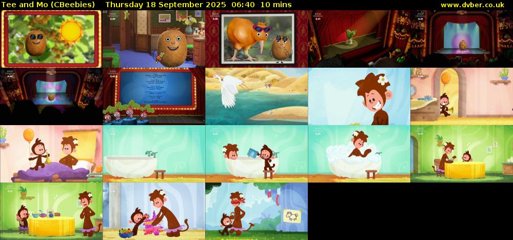 Tee and Mo (CBeebies) Thursday 18 September 2025 06:40 - 06:50
