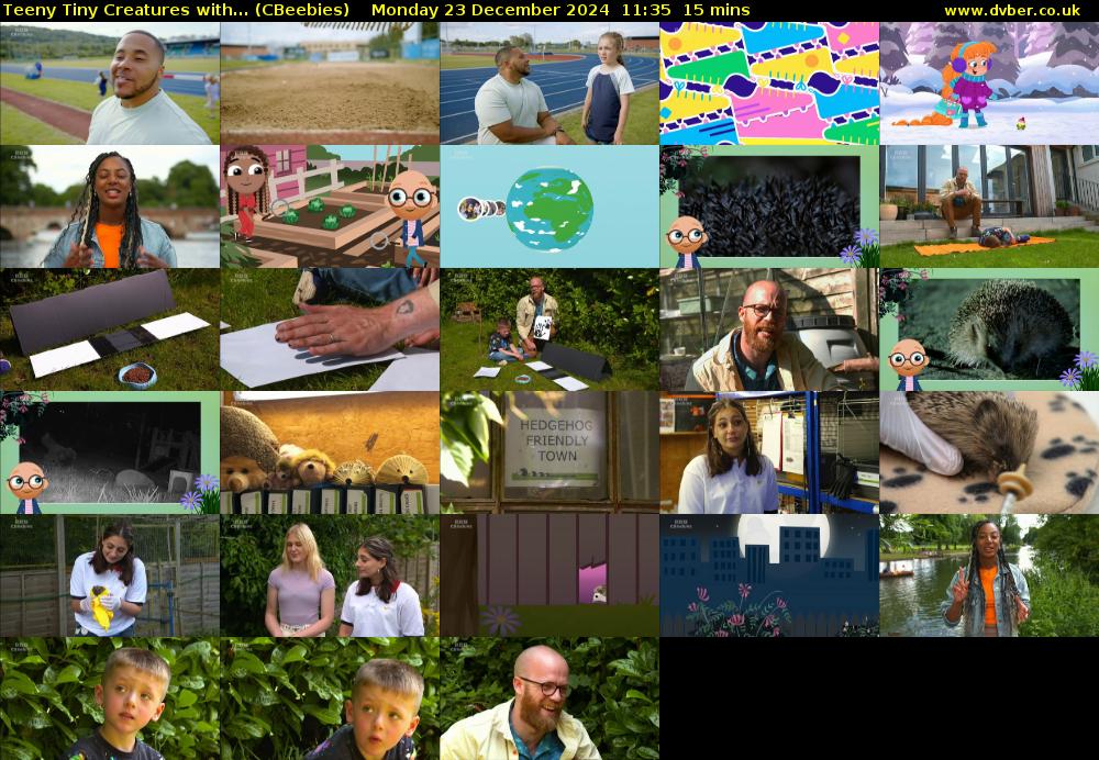 Teeny Tiny Creatures with... (CBeebies) Monday 23 December 2024 11:35 - 11:50