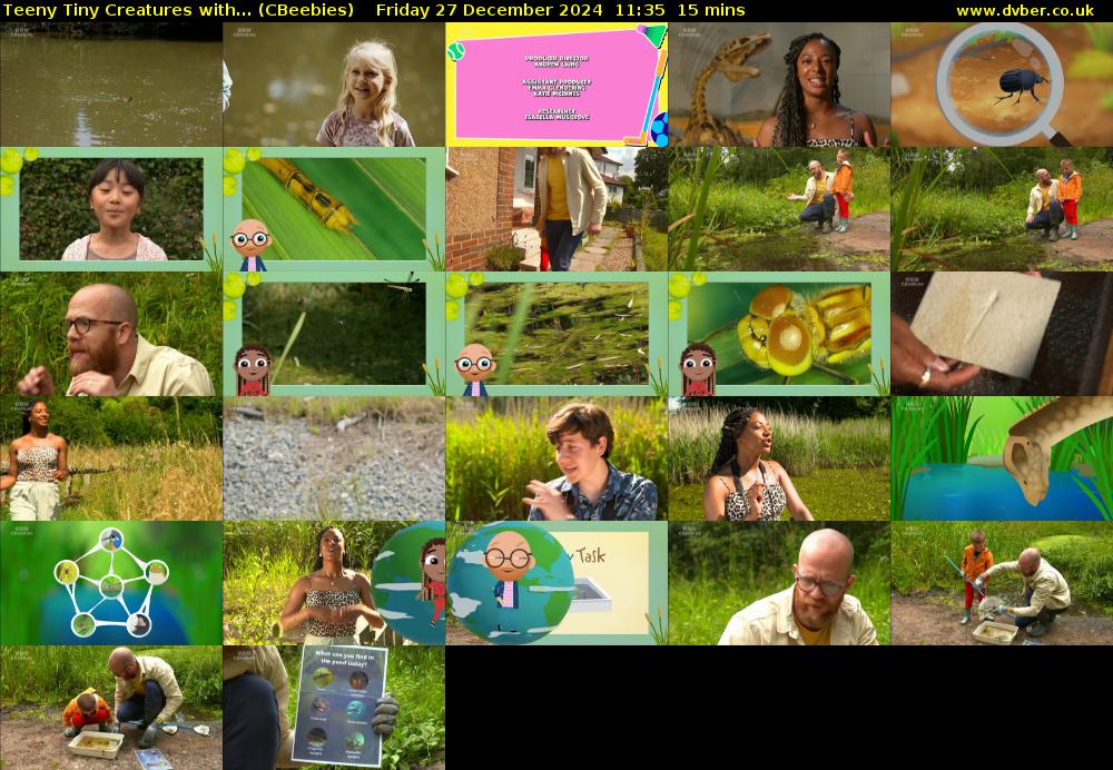 Teeny Tiny Creatures with... (CBeebies) Friday 27 December 2024 11:35 - 11:50