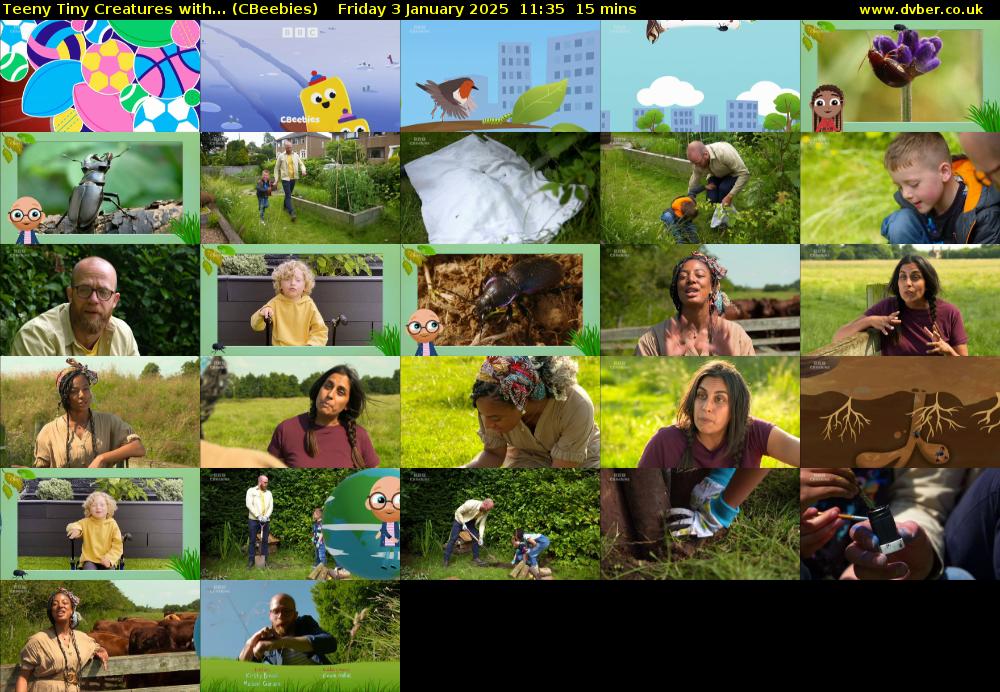 Teeny Tiny Creatures with... (CBeebies) Friday 3 January 2025 11:35 - 11:50