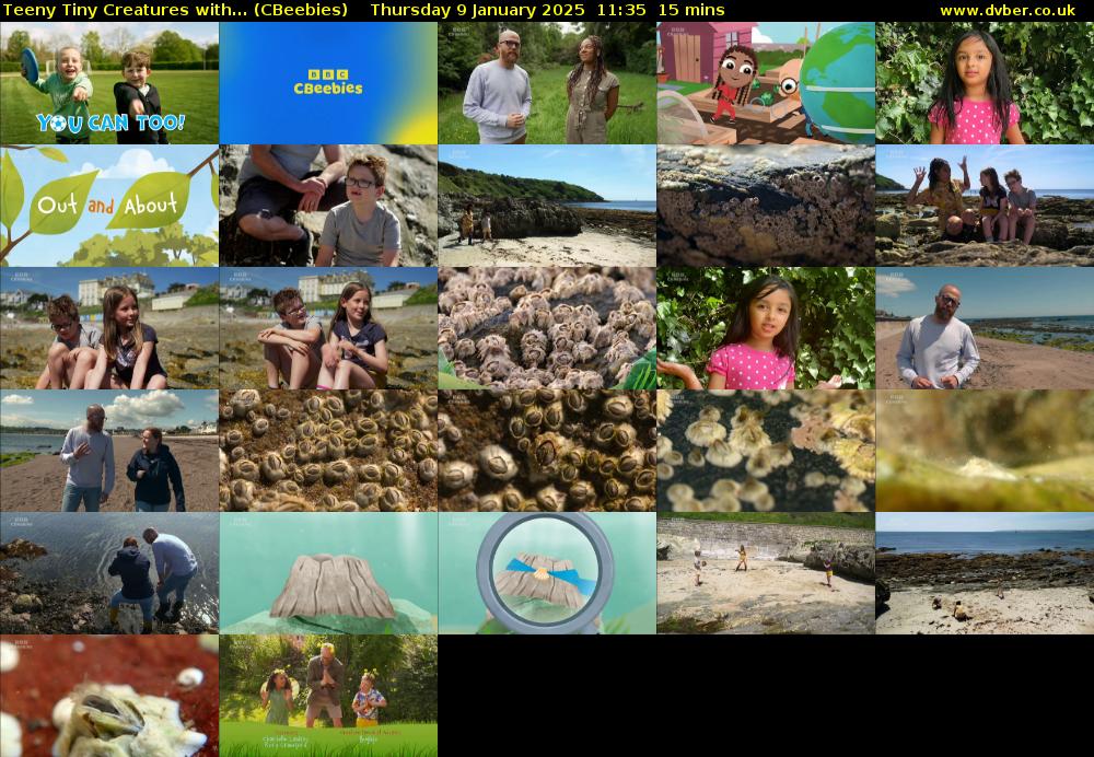 Teeny Tiny Creatures with... (CBeebies) Thursday 9 January 2025 11:35 - 11:50