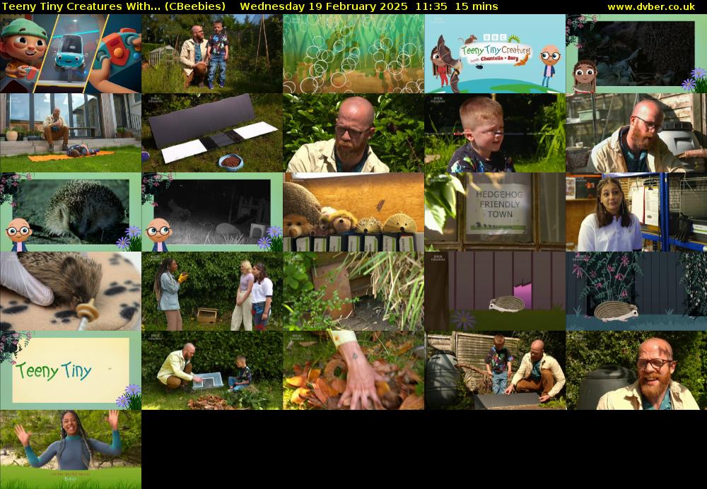 Teeny Tiny Creatures with... (CBeebies) Wednesday 19 February 2025 11:35 - 11:50