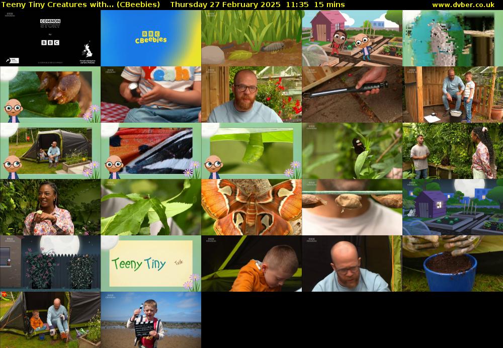 Teeny Tiny Creatures with... (CBeebies) Thursday 27 February 2025 11:35 - 11:50