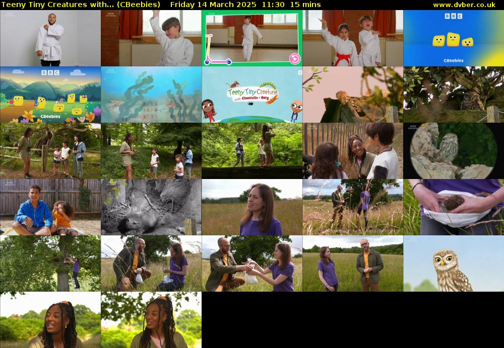 Teeny Tiny Creatures with... (CBeebies) Friday 14 March 2025 11:30 - 11:45