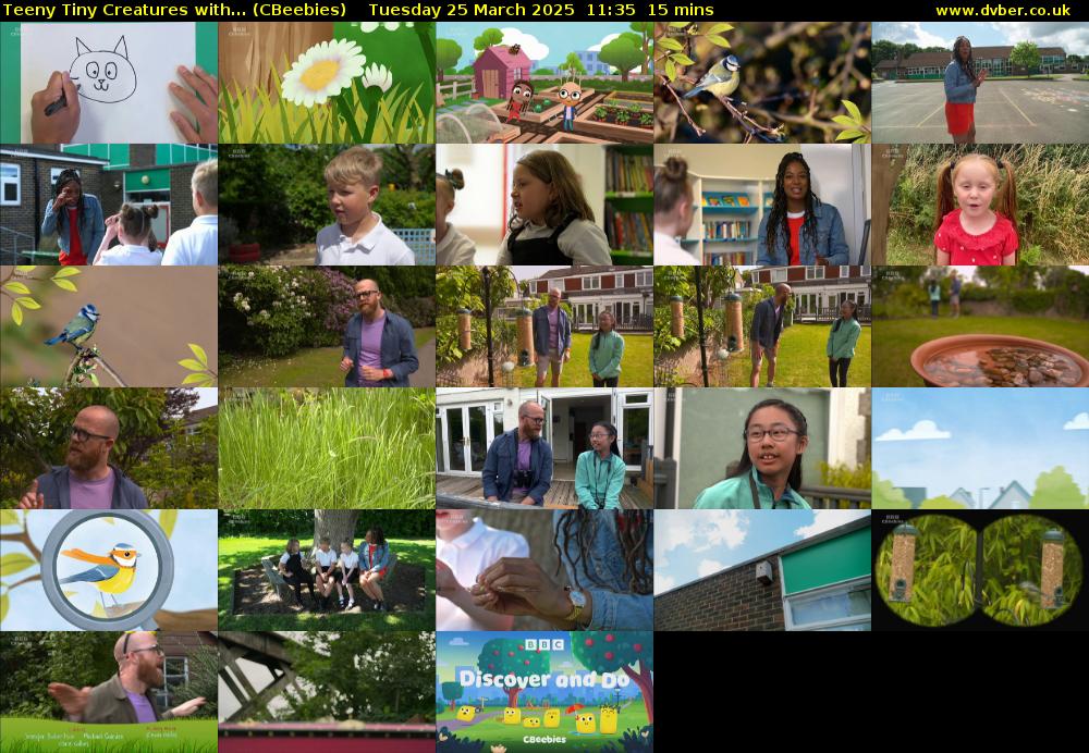 Teeny Tiny Creatures with... (CBeebies) Tuesday 25 March 2025 11:35 - 11:50