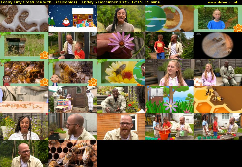 Teeny Tiny Creatures with... (CBeebies) Friday 5 December 2025 12:15 - 12:30