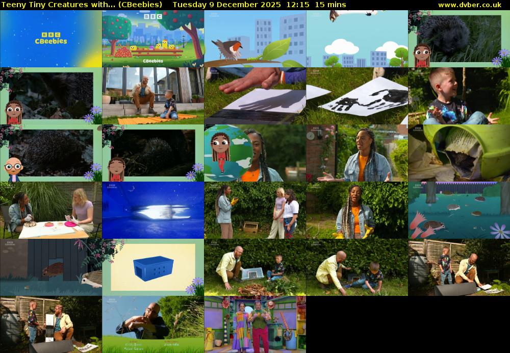 Teeny Tiny Creatures with... (CBeebies) Tuesday 9 December 2025 12:15 - 12:30