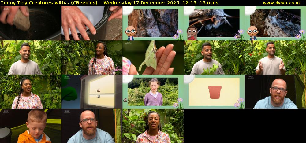 Teeny Tiny Creatures with... (CBeebies) Wednesday 17 December 2025 12:15 - 12:30