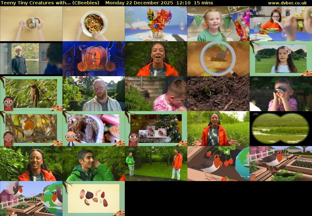 Teeny Tiny Creatures with... (CBeebies) Monday 22 December 2025 12:10 - 12:25