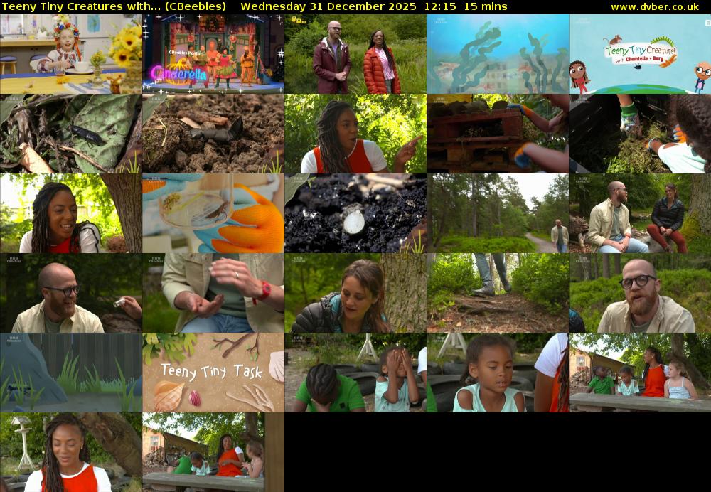 Teeny Tiny Creatures with... (CBeebies) Wednesday 31 December 2025 12:15 - 12:30