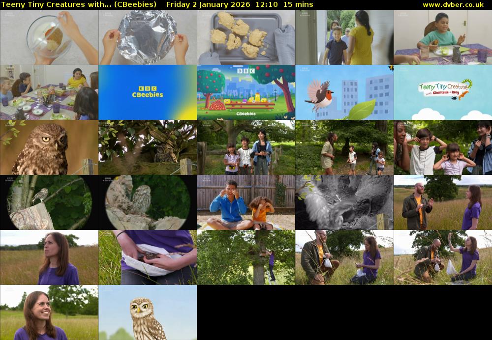 Teeny Tiny Creatures with... (CBeebies) Friday 2 January 2026 12:10 - 12:25