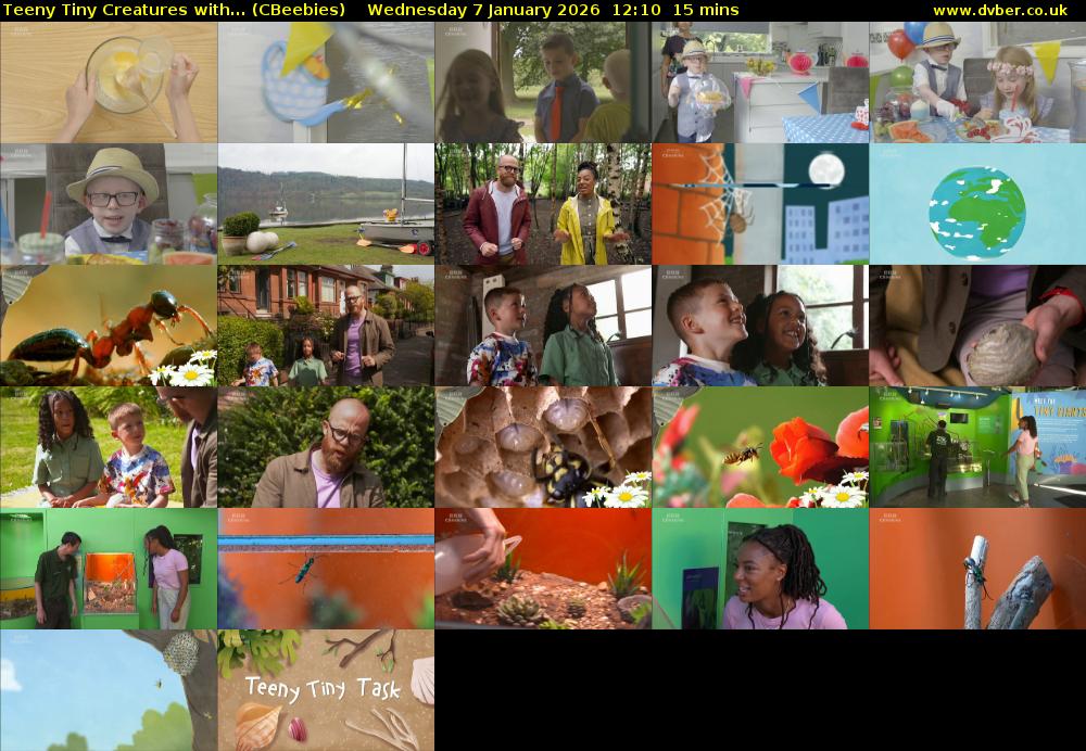 Teeny Tiny Creatures with... (CBeebies) Wednesday 7 January 2026 12:10 - 12:25