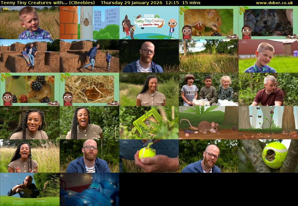 Teeny Tiny Creatures with... (CBeebies) Thursday 29 January 2026 12:15 - 12:30
