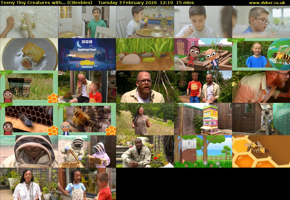 Teeny Tiny Creatures with... (CBeebies) Tuesday 3 February 2026 12:10 - 12:25