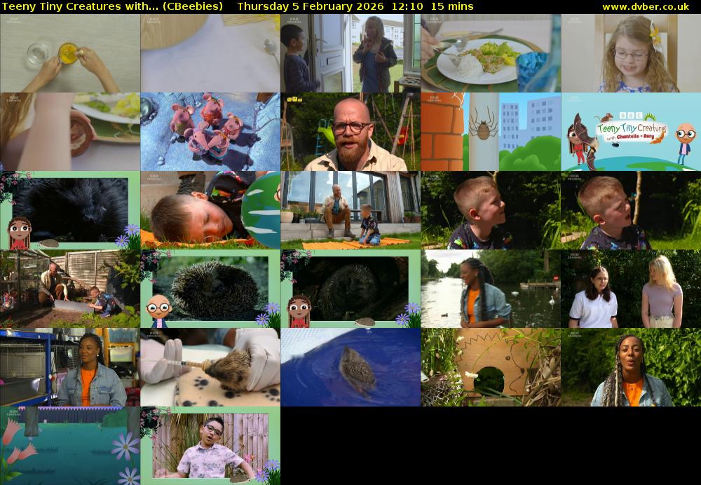 Teeny Tiny Creatures with... (CBeebies) Thursday 5 February 2026 12:10 - 12:25