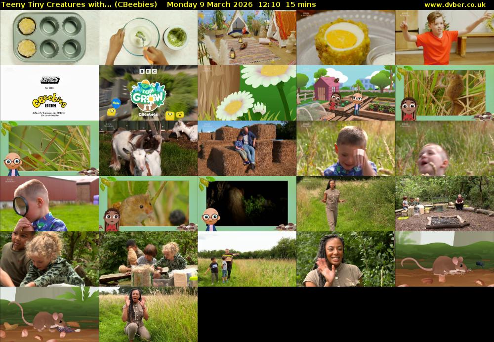 Teeny Tiny Creatures with... (CBeebies) Monday 9 March 2026 12:10 - 12:25