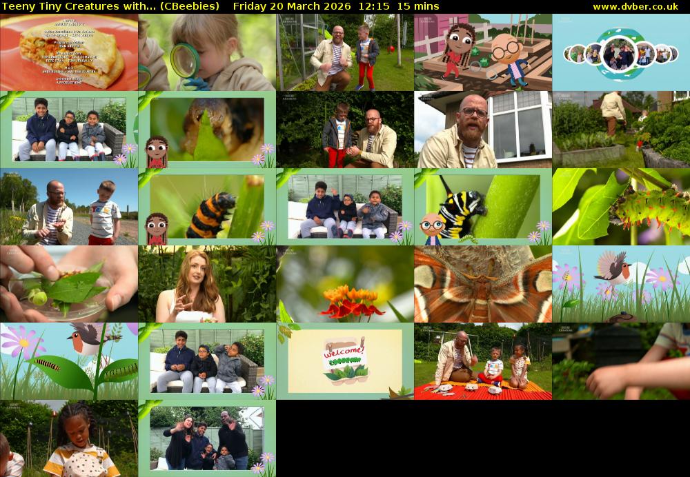 Teeny Tiny Creatures with... (CBeebies) Friday 20 March 2026 12:15 - 12:30