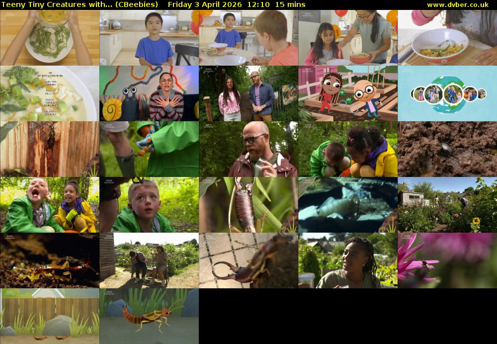 Teeny Tiny Creatures with... (CBeebies) Friday 3 April 2026 12:10 - 12:25