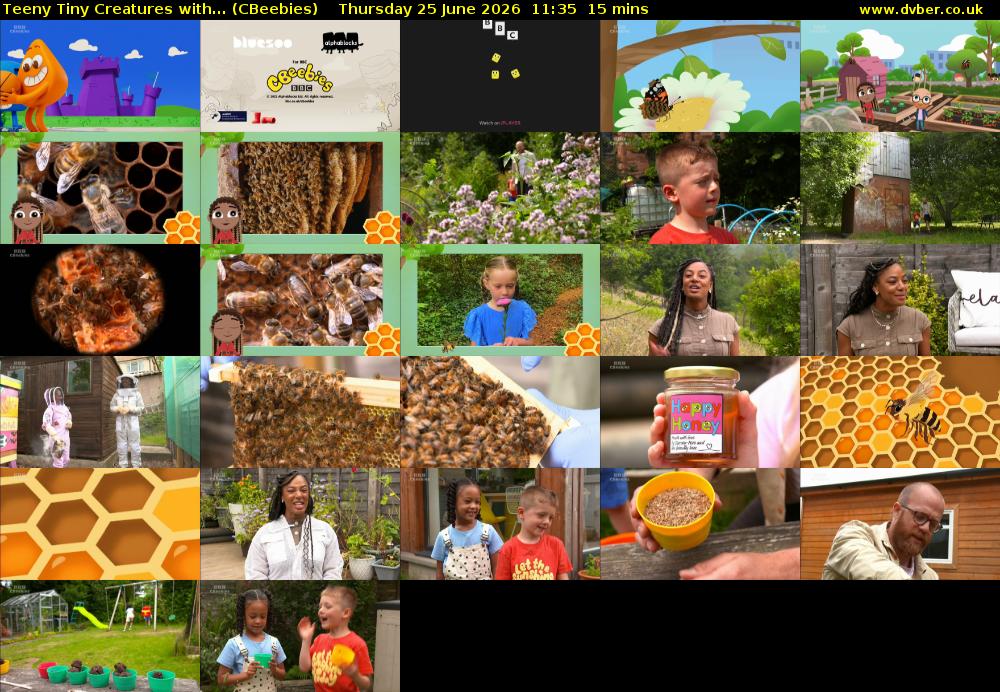 Teeny Tiny Creatures with... (CBeebies) Thursday 25 June 2026 11:35 - 11:50