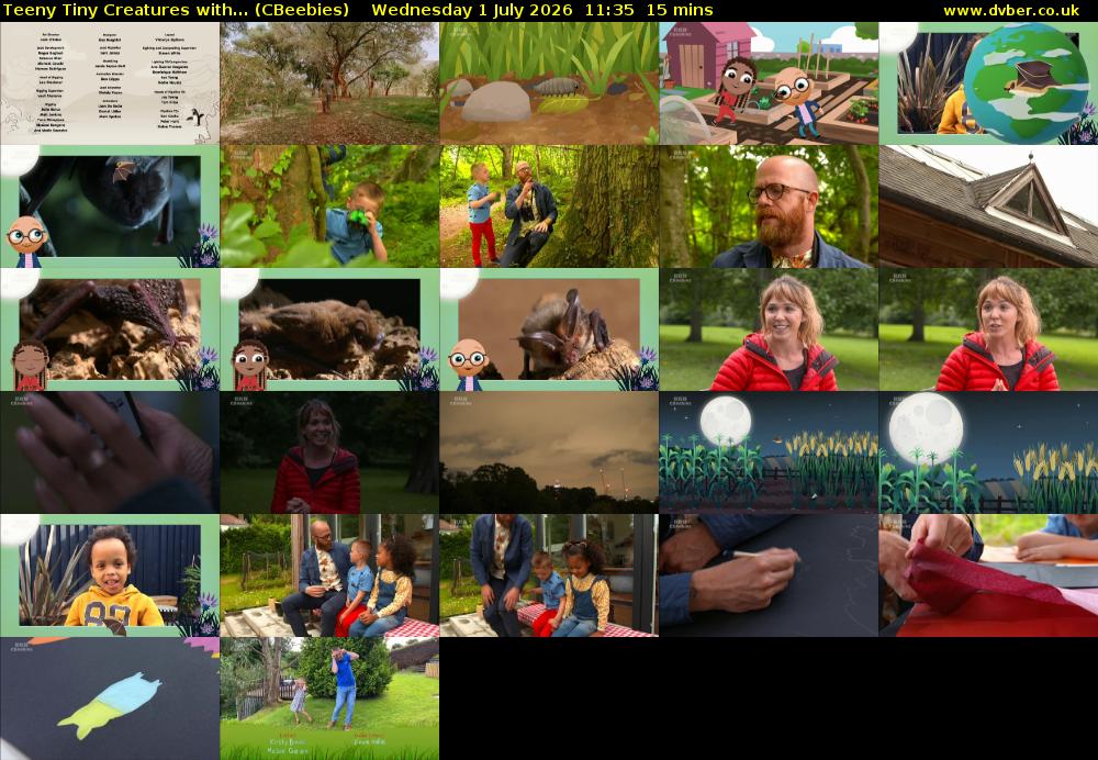 Teeny Tiny Creatures with... (CBeebies) Wednesday 1 July 2026 11:35 - 11:50