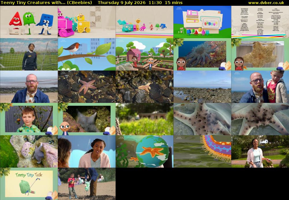 Teeny Tiny Creatures with... (CBeebies) Thursday 9 July 2026 11:30 - 11:45