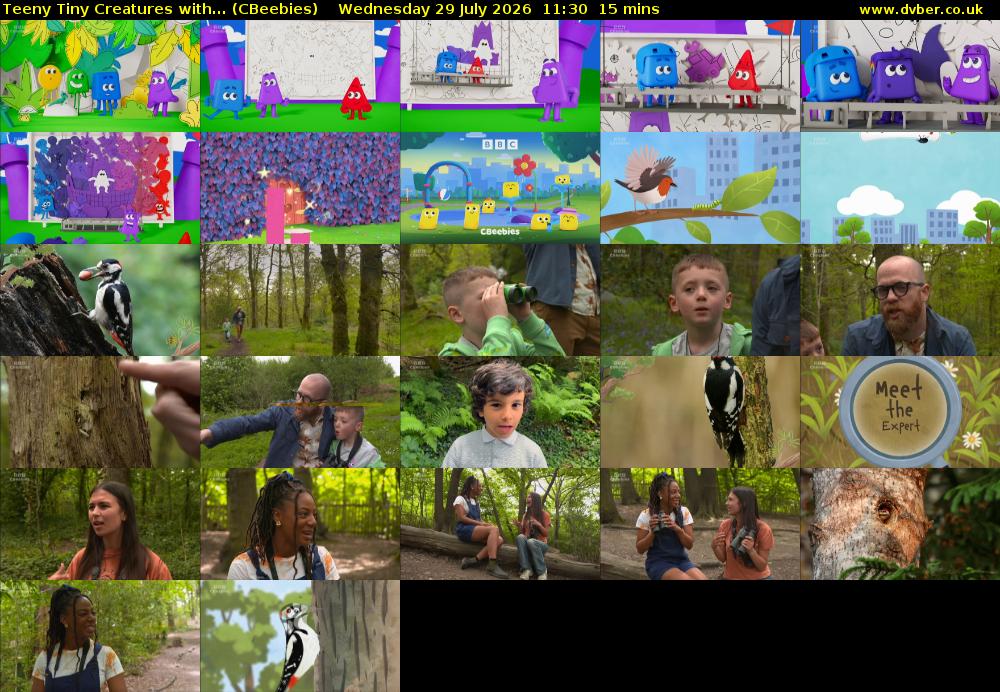 Teeny Tiny Creatures with... (CBeebies) Wednesday 29 July 2026 11:30 - 11:45